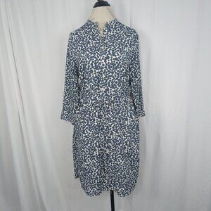 Banana Republic Shirt Dress Large Gray White Polka Dot Midi